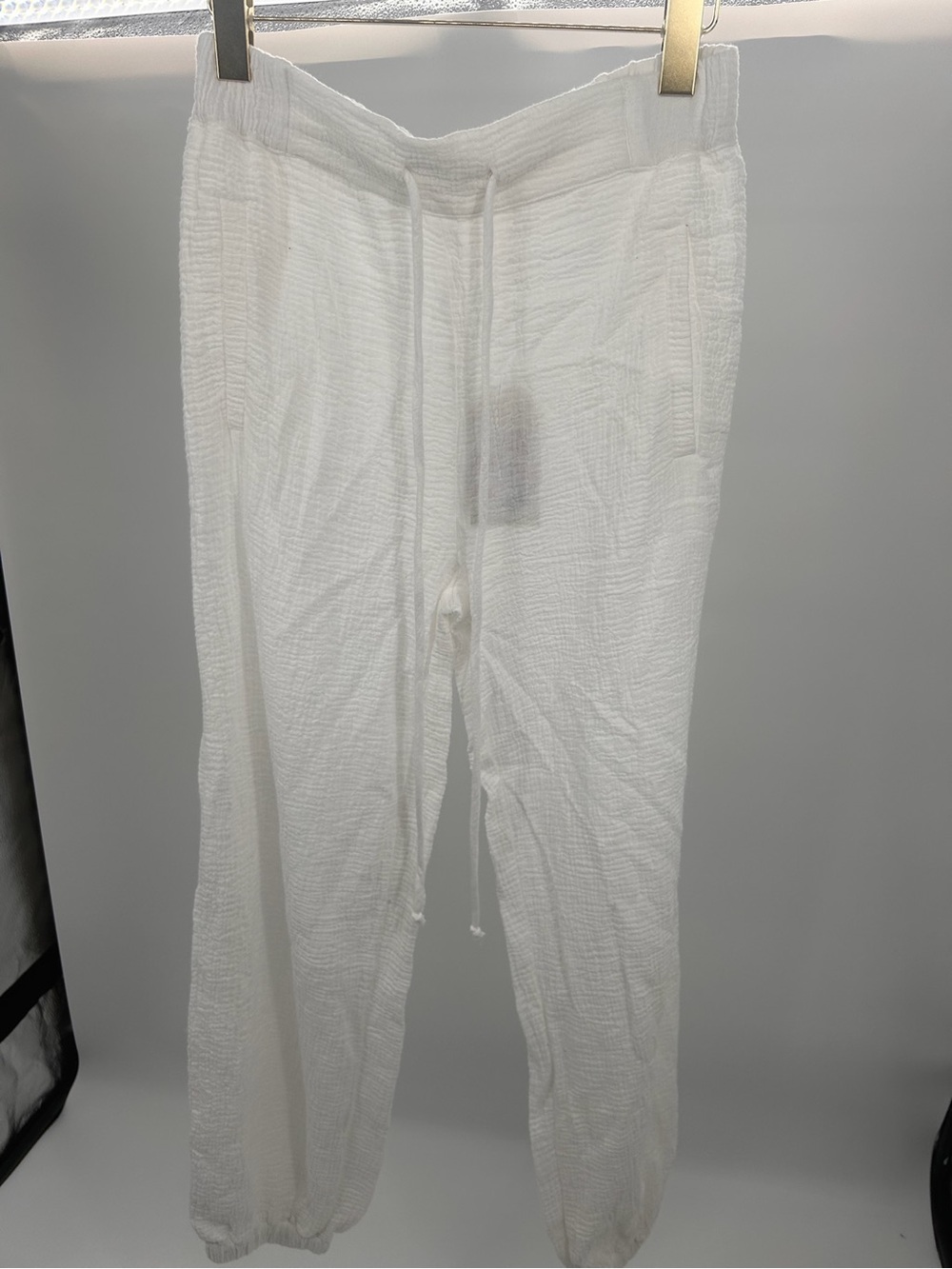 Casual White Drawstring Jogger Pants for Women
